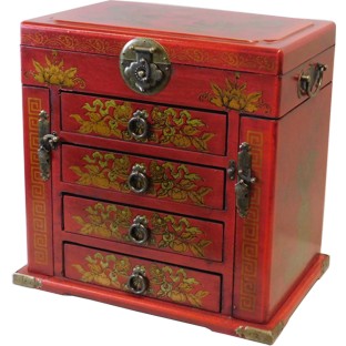 Chinese Red Mirror Box Dragon and Phoeni