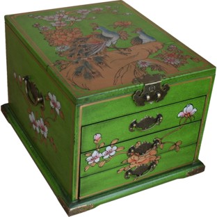 Large Green Jewellery Box with Stand-Up 